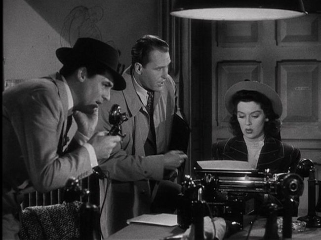 Cary Grant, Ralph Bellamy, Rosalind Russell in His Girl Friday