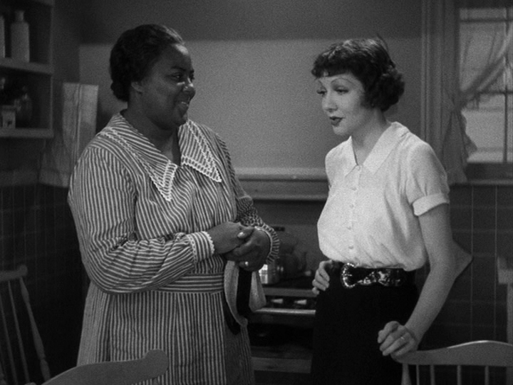 Delilah (Louise Beavers) pleads with Bea (Claudette Colbert) for a job and a home.