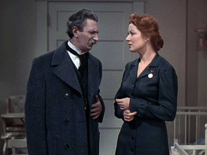 Felix Bressart and Greer Garson discuss the challenges of placing foundling children in Blossoms in the Dust.